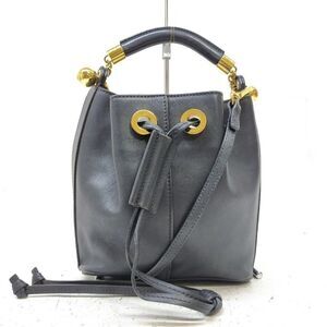 CHLOE Black Leather Mini 2way Gala Top Handle Bucket Bag Auth